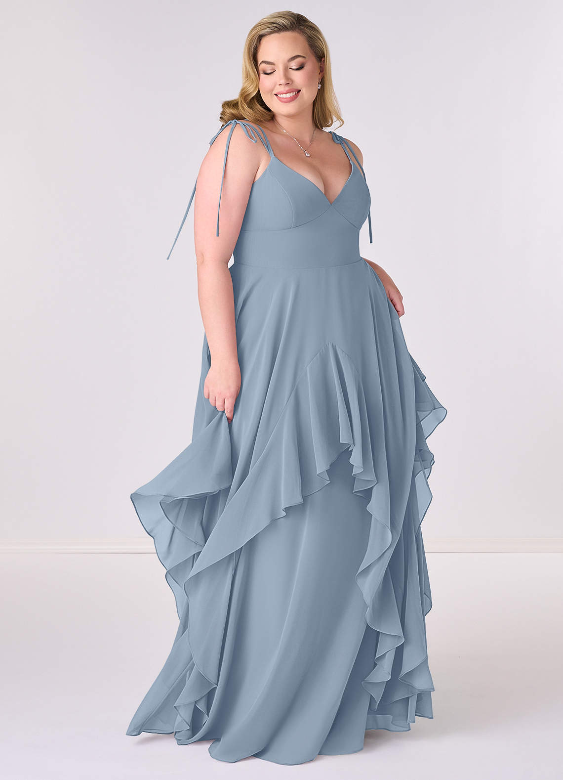 V-neck Chiffon Tiered A-line Dress-AZ6769397-final sale