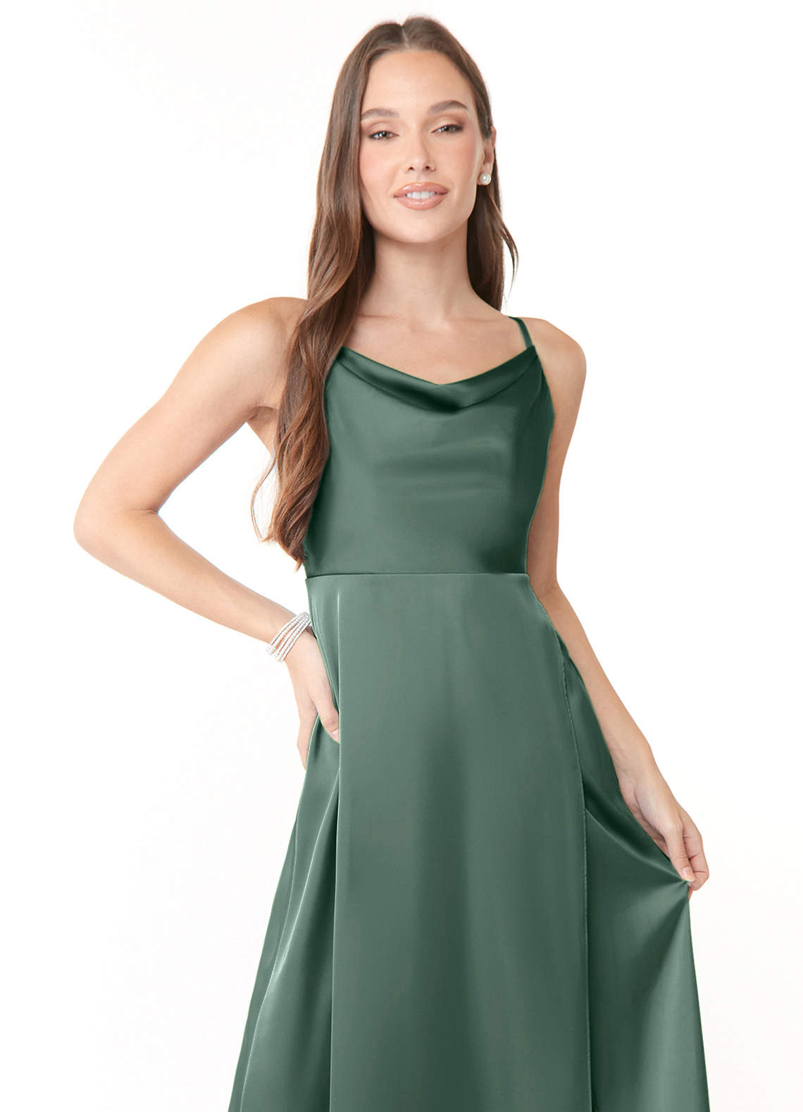 Naomie Stretch Satin Dress-AZ37376778-final sale
