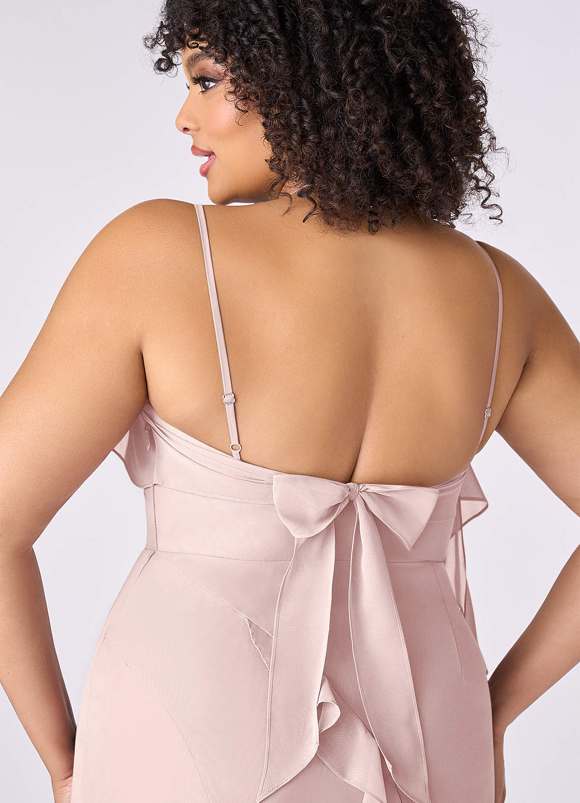 Chiffon Ruffle Column Dress with Leg Slit-AZ6592153-final sale