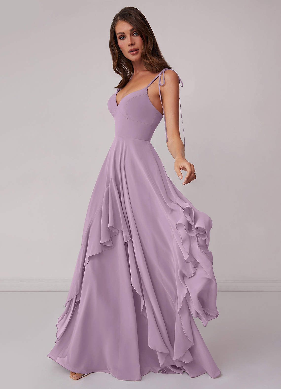 V-neck Chiffon Tiered A-line Dress-AZ6637871-final sale