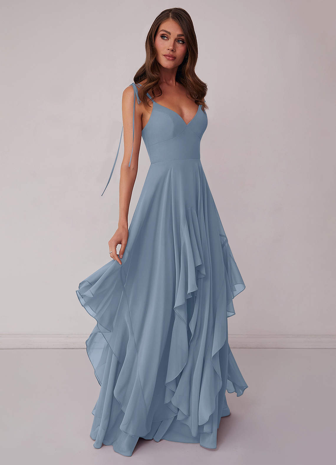 V-neck Chiffon Tiered A-line Dress-AZ6769397-final sale