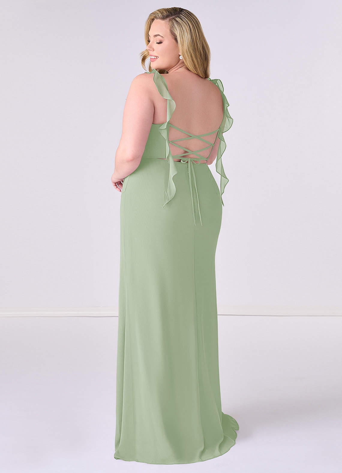 Sweetheart Pleated Ruffle Chiffon Mermaid Dress-AZ6757670-final sale