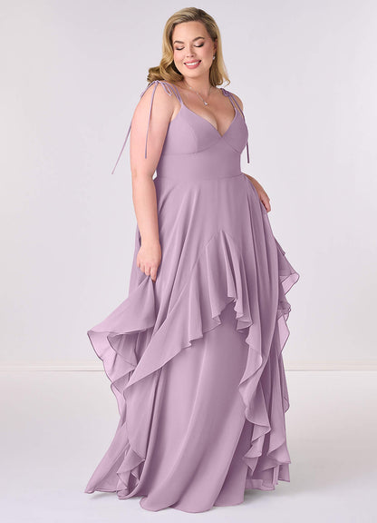 V-neck Chiffon Tiered A-line Dress-AZ6637871-final sale