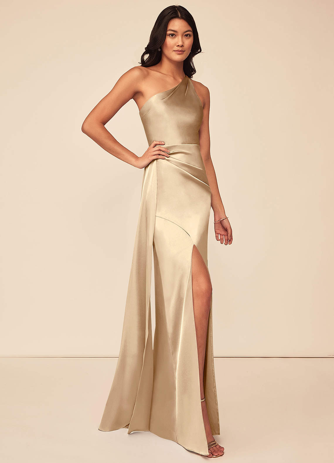 Maron Stretch Satin Dress-AZ28895495-final sale