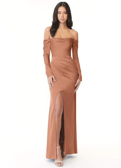 Hallie Stretch Satin Dress-AZ6126545-final sale