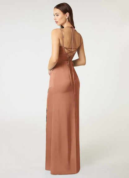 Desi Stretch Satin Dress-AZ6464045-final sale