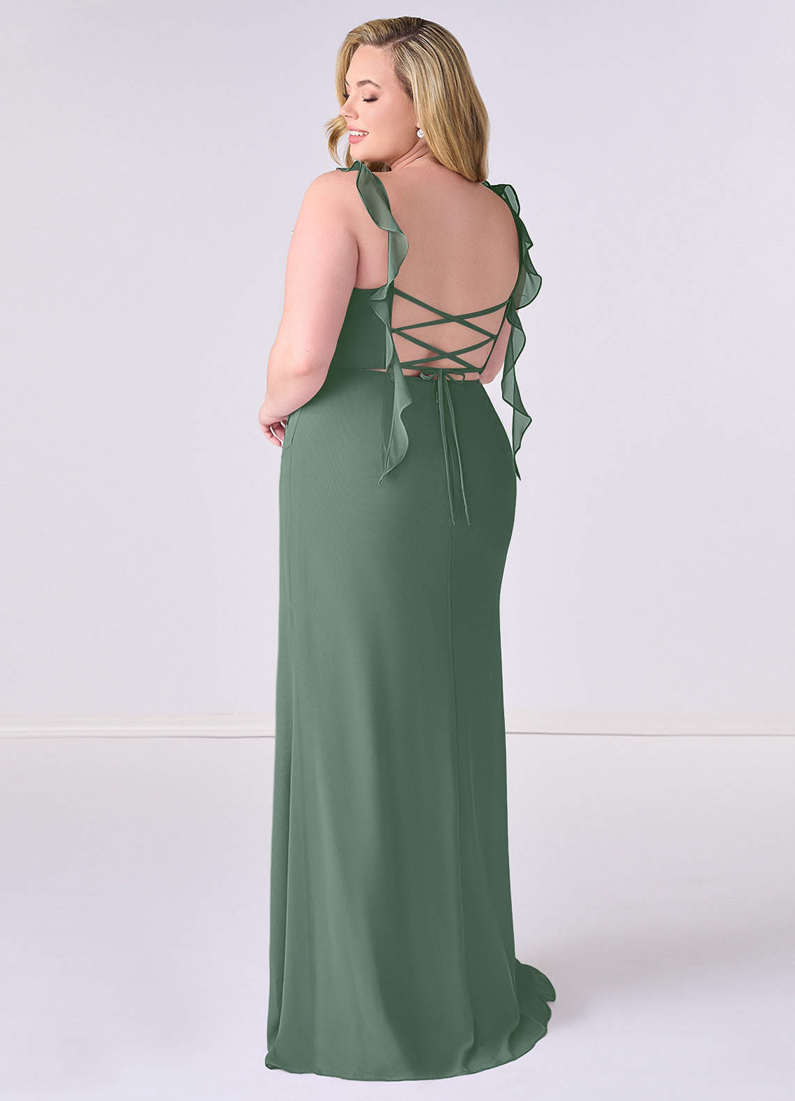 Sweetheart Pleated Ruffle Chiffon Mermaid Dress-AZ6722925-final sale