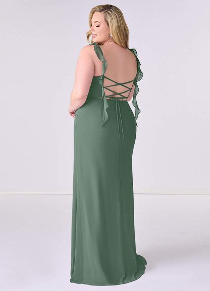 Sweetheart Pleated Ruffle Chiffon Mermaid Dress-AZ6722925-final sale