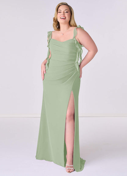 Sweetheart Pleated Ruffle Chiffon Mermaid Dress-AZ6757670-final sale