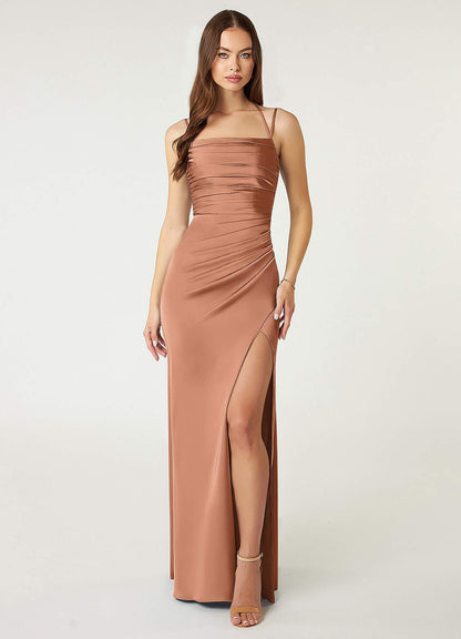 Desi Stretch Satin Dress-AZ6464045-final sale