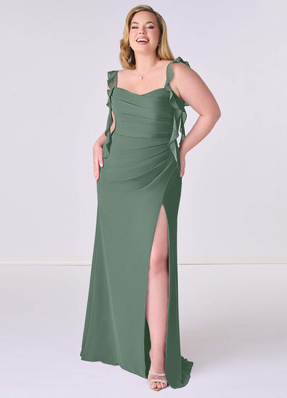 Sweetheart Pleated Ruffle Chiffon Mermaid Dress-AZ6722925-final sale