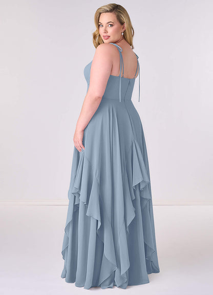 V-neck Chiffon Tiered A-line Dress-AZ6769397-final sale